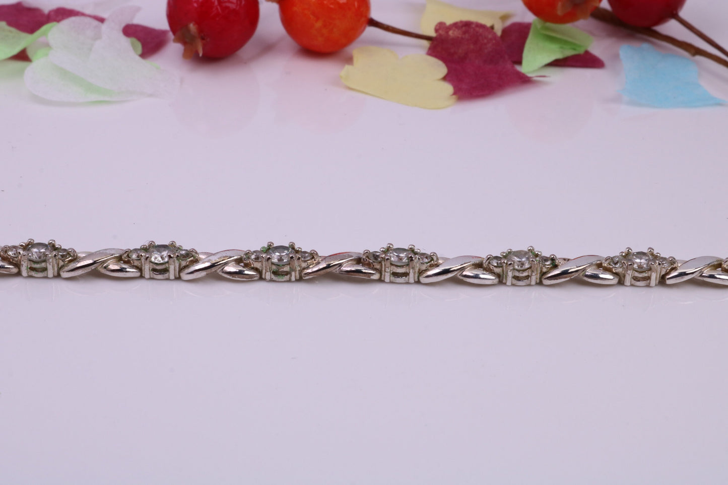 Cubic Zirconia set Tennis Bracelet, made from solid Sterling Silver, Platinum and Diamond Look for a Fraction of the cost