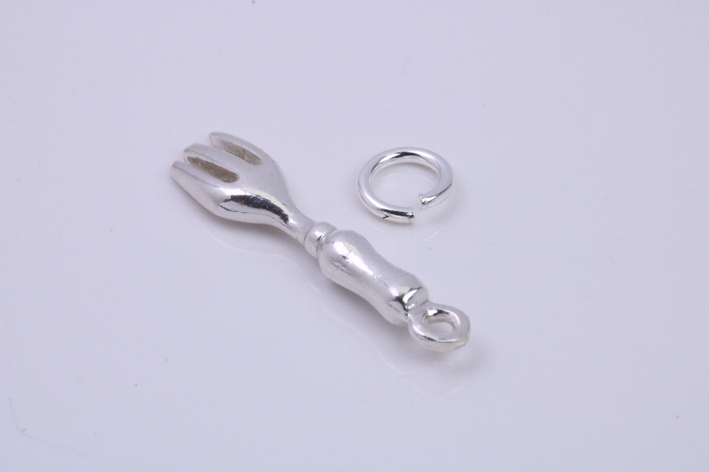 Garden Fork Charm, Traditional Charm, Made from Solid 925 Grade Sterling Silver, Complete with Attachment Link