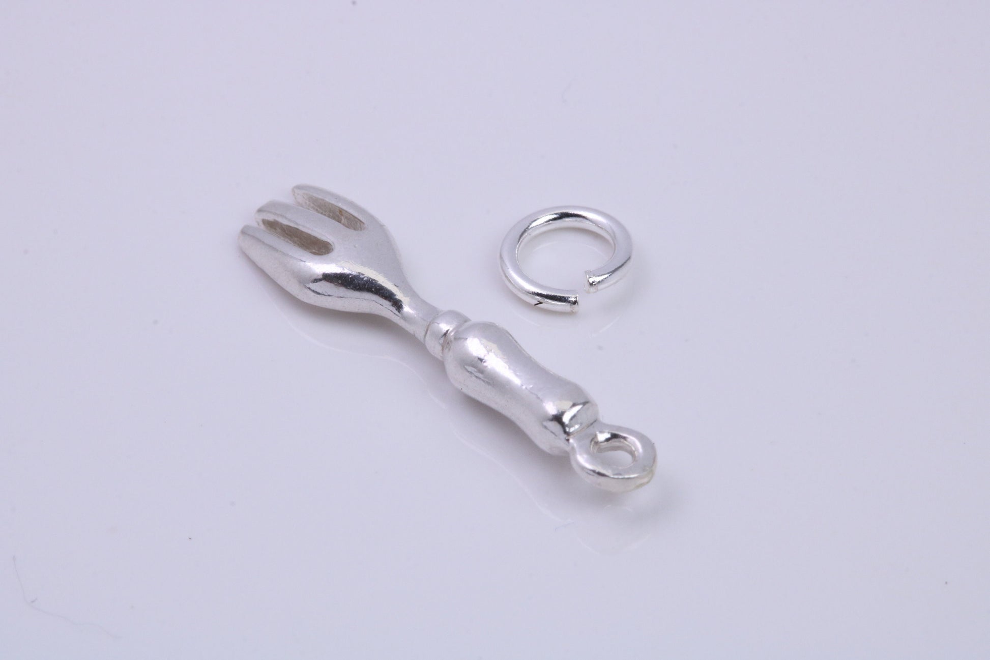 Garden Fork Charm, Traditional Charm, Made from Solid 925 Grade Sterling Silver, Complete with Attachment Link