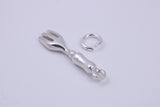 Garden Fork Charm, Traditional Charm, Made from Solid 925 Grade Sterling Silver, Complete with Attachment Link