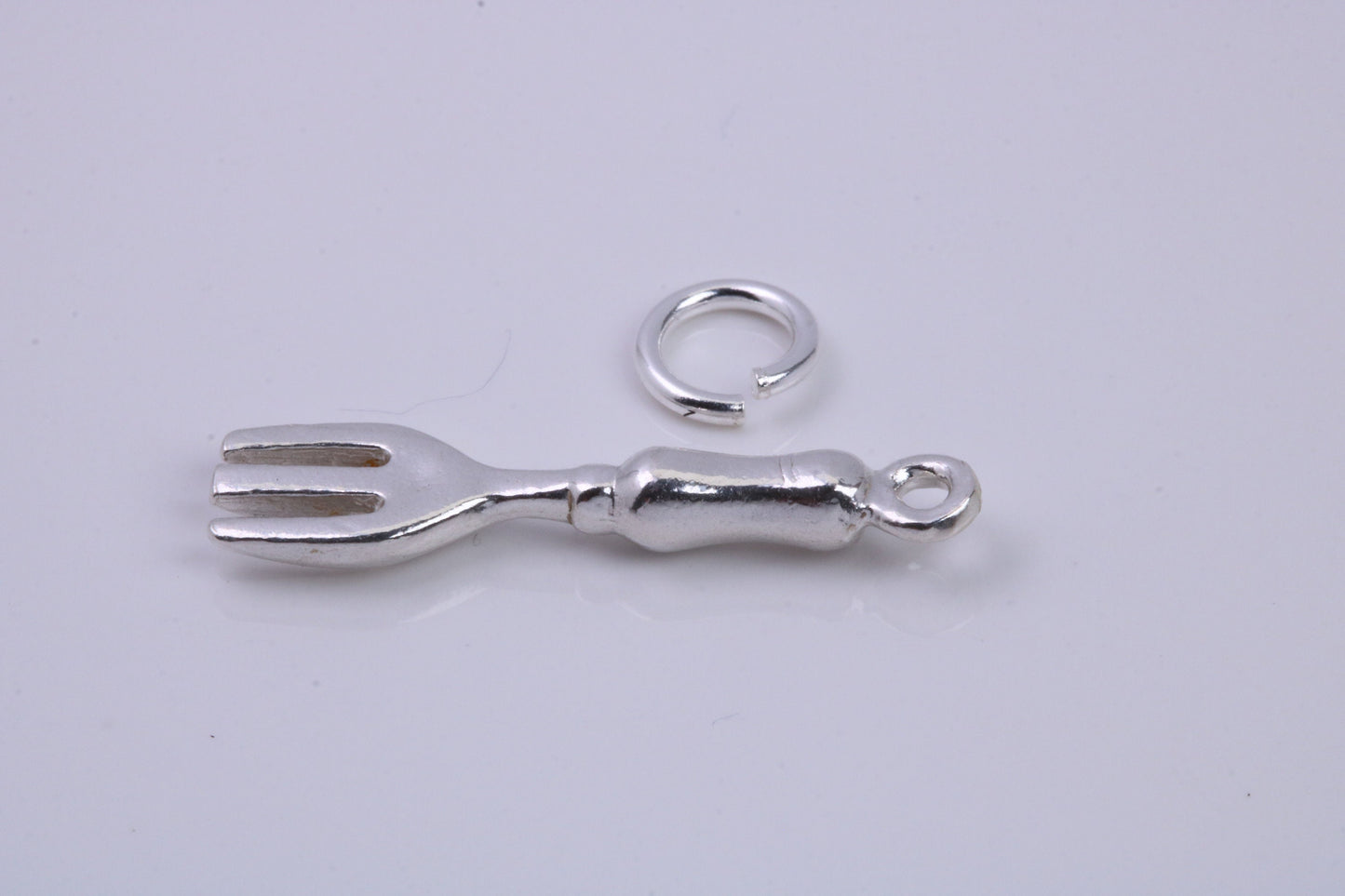 Garden Fork Charm, Traditional Charm, Made from Solid 925 Grade Sterling Silver, Complete with Attachment Link