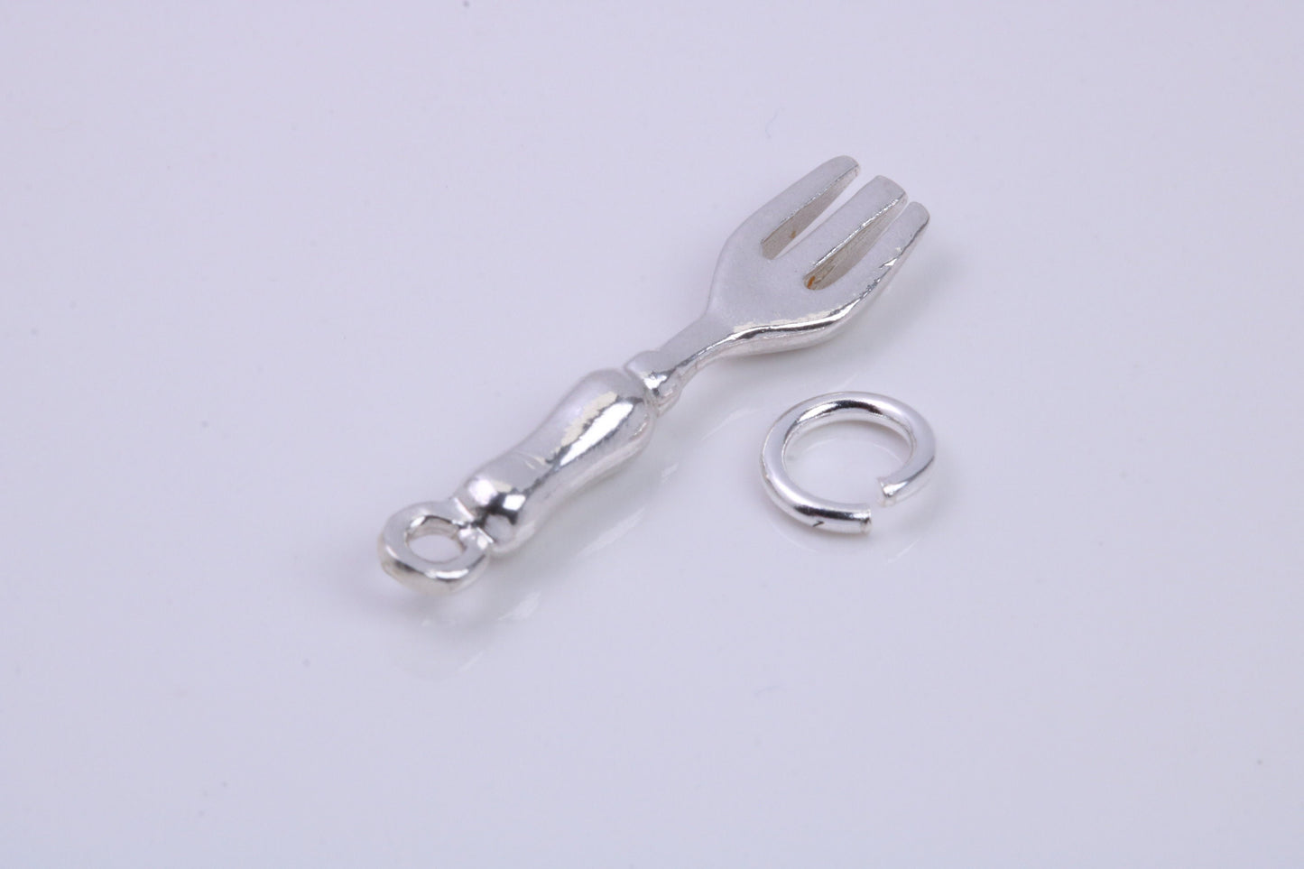 Garden Fork Charm, Traditional Charm, Made from Solid 925 Grade Sterling Silver, Complete with Attachment Link