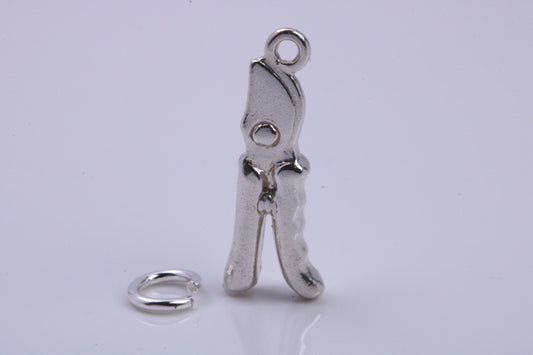 Garden Secateurs Charm, Traditional Charm, Made from Solid 925 Grade Sterling Silver, Complete with Attachment Link