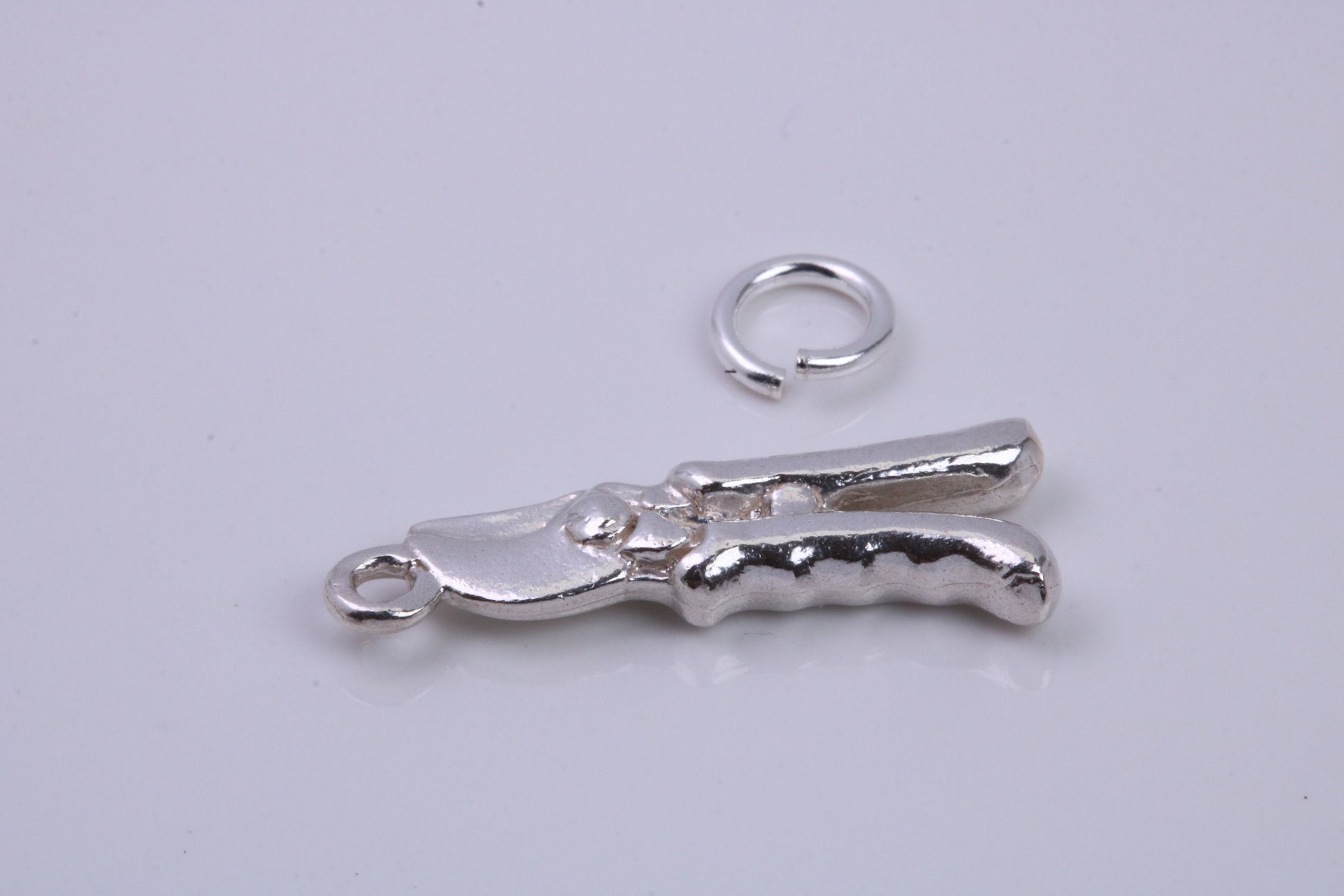 Garden Secateurs Charm, Traditional Charm, Made from Solid 925 Grade Sterling Silver, Complete with Attachment Link