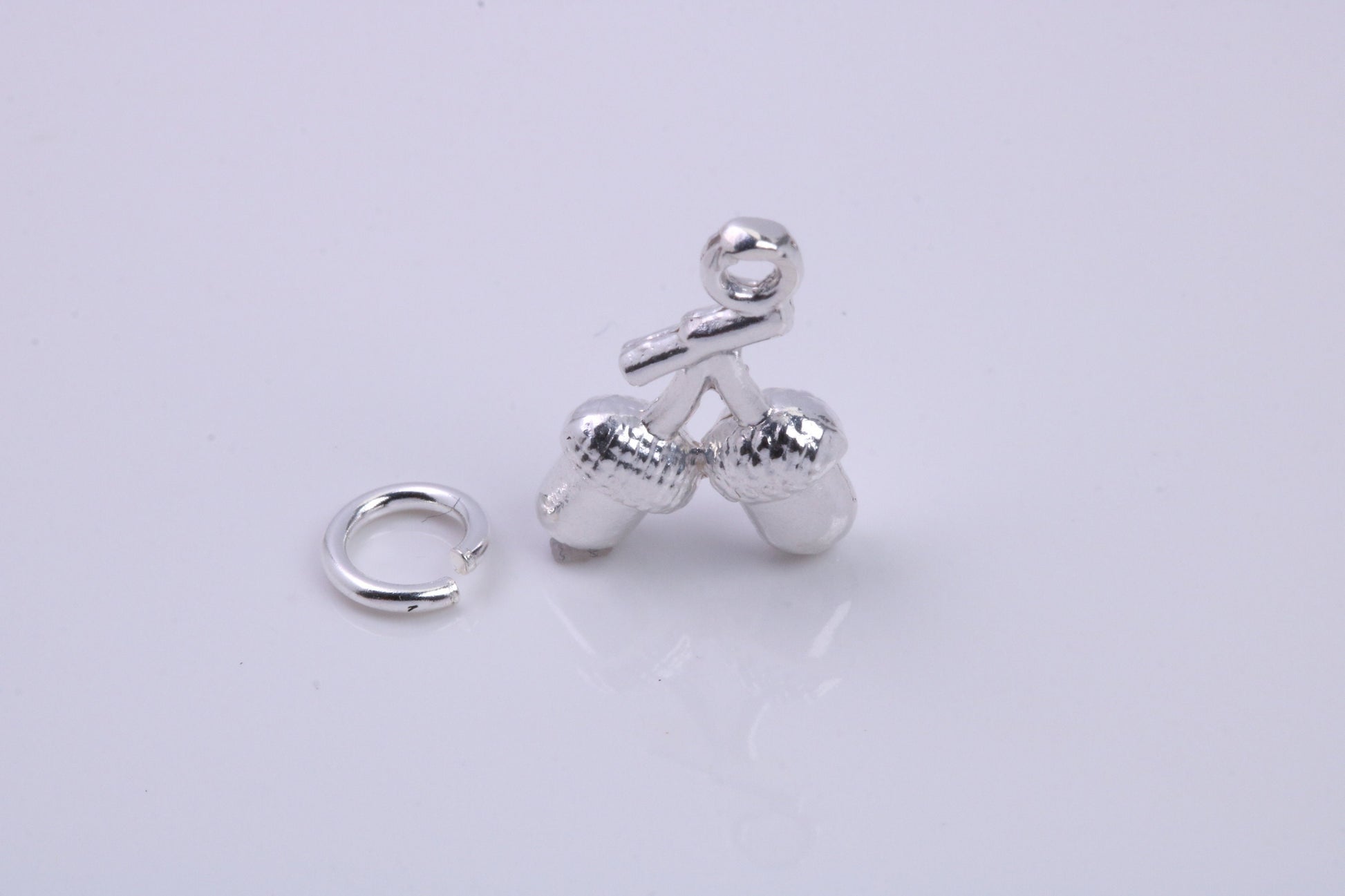 Acorns Charm, Traditional Charm, Made from Solid 925 Grade Sterling Silver, Complete with Attachment Link