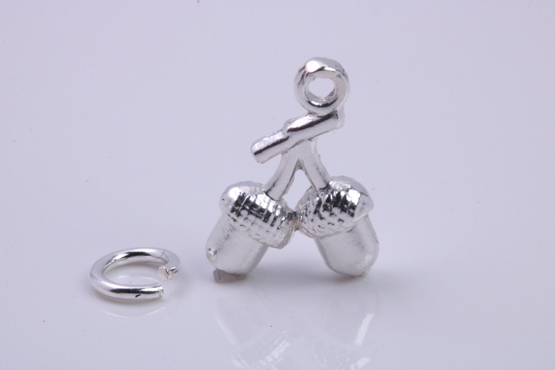 Acorns Charm, Traditional Charm, Made from Solid 925 Grade Sterling Silver, Complete with Attachment Link