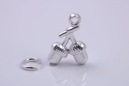 Acorns Charm, Traditional Charm, Made from Solid 925 Grade Sterling Silver, Complete with Attachment Link