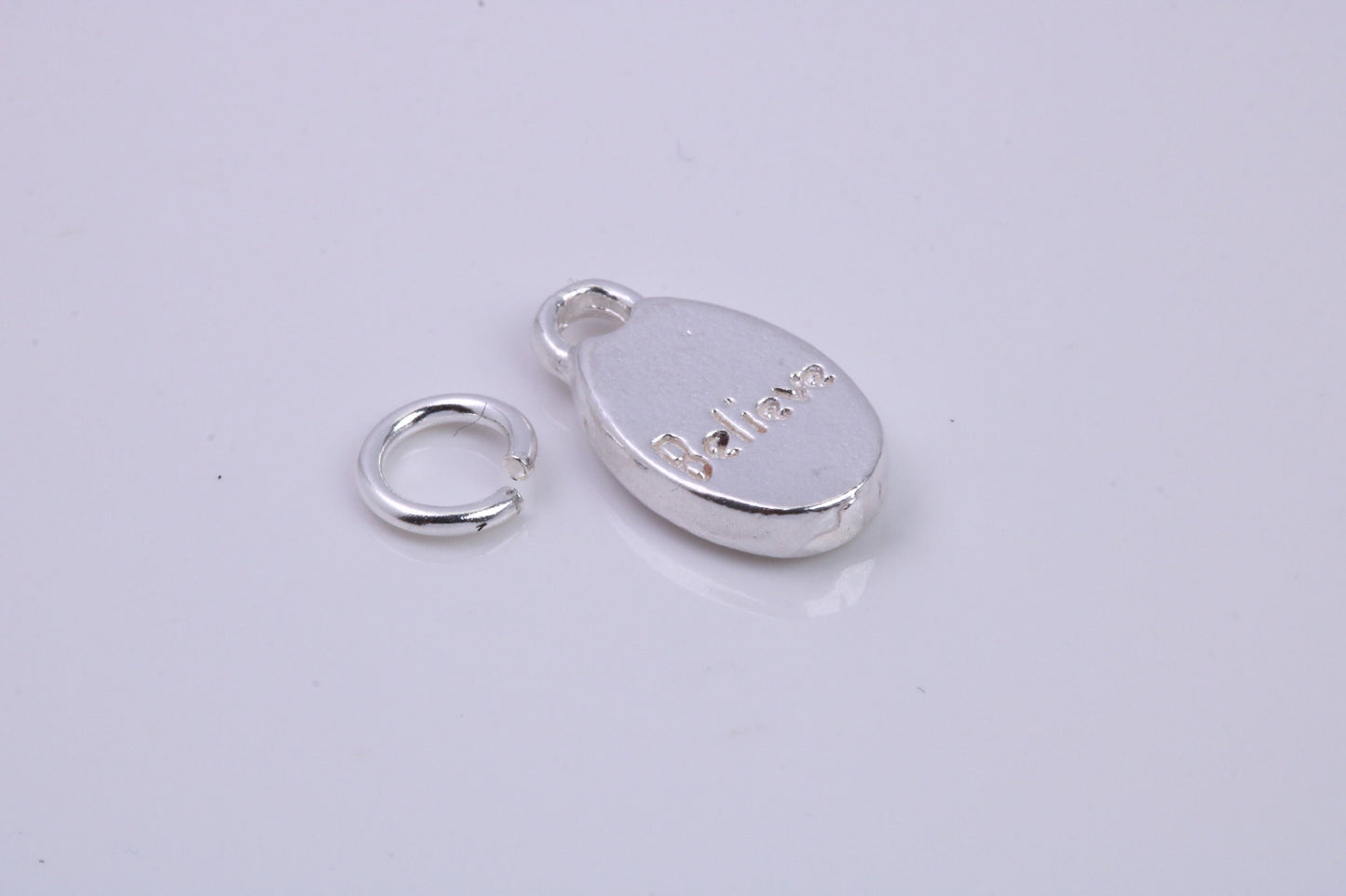 Believe Charm, Traditional Charm, Made from Solid 925 Grade Sterling Silver, Complete with Attachment Link