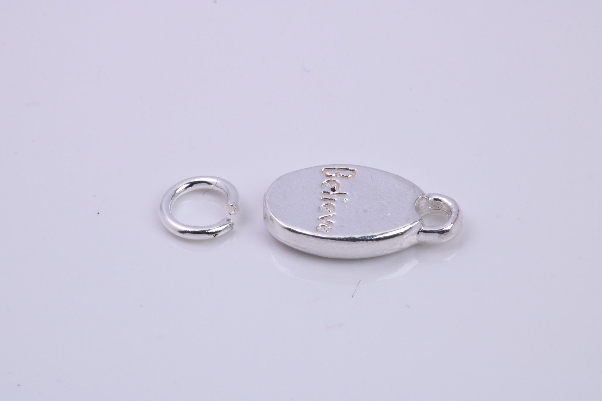 Believe Charm, Traditional Charm, Made from Solid 925 Grade Sterling Silver, Complete with Attachment Link