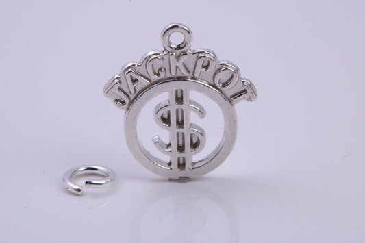 Jackpot Charm, Traditional Charm, Made from Solid 925 Grade Sterling Silver, Complete with Attachment Link