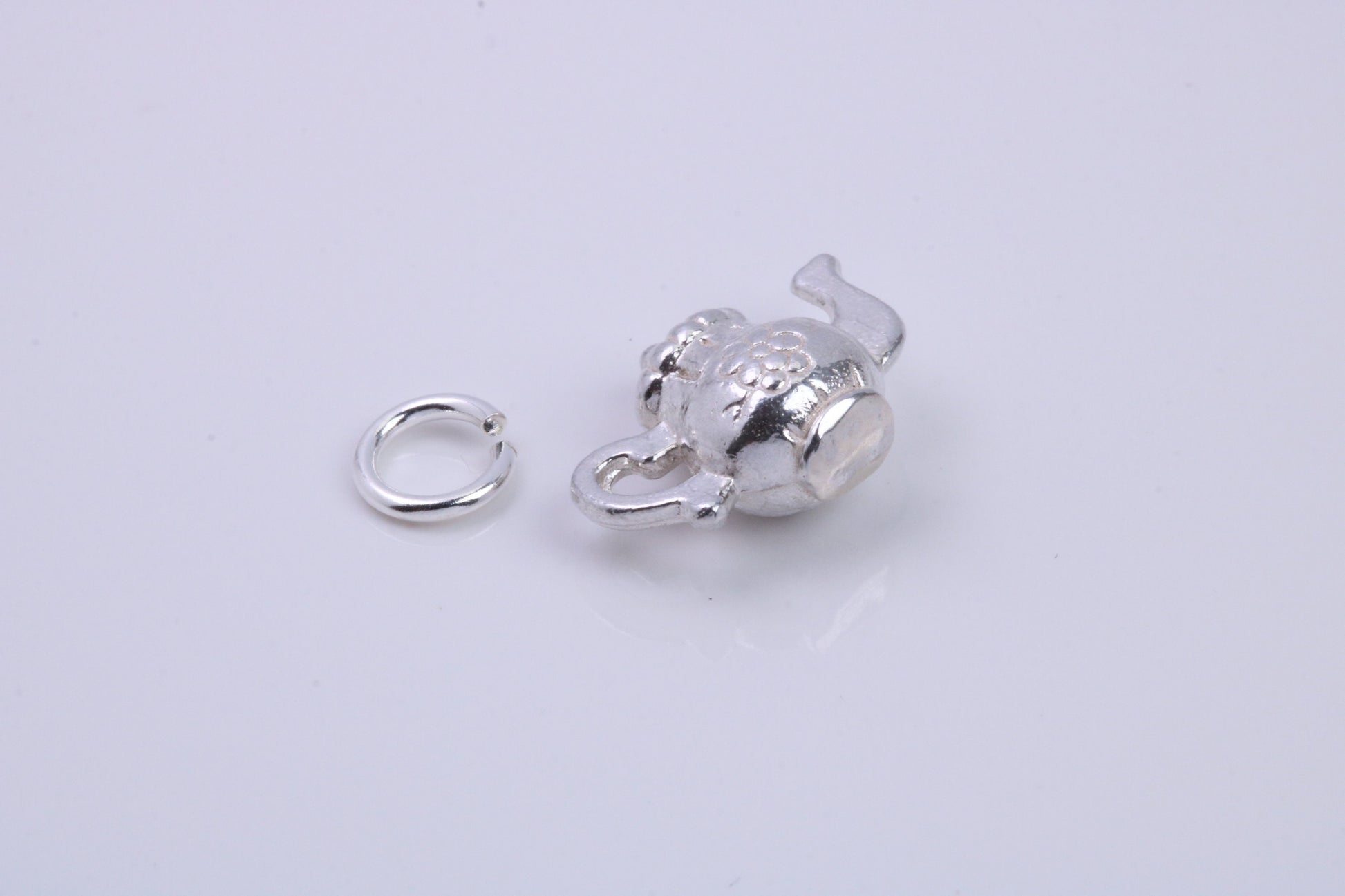 Tea Pot Charm, Traditional Charm, Made from Solid 925 Grade Sterling Silver, Complete with Attachment Link
