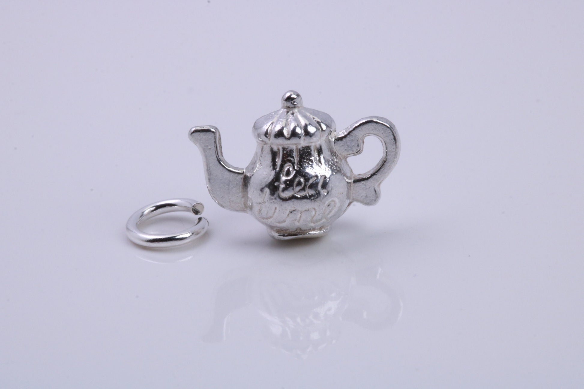 Tea Pot Charm, Traditional Charm, Made from Solid 925 Grade Sterling Silver, Complete with Attachment Link
