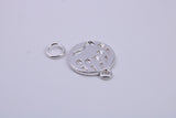 Paw Print Charm, Traditional Charm, Made from Solid 925 Grade Sterling Silver, Complete with Attachment Link
