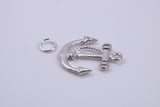 Anchor Charm, Made from Solid Cast Silver, Complete with Attachment Link