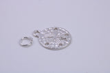 Flower Fossil Charm, Traditional Charm, Made from Solid 925 Grade Sterling Silver, Complete with Attachment Link