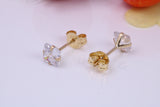 April Diamond Cubic Zirconia set Birthstone Stud Earrings, Made from Solid 9ct Yellow Gold, Choice of Two Sizes