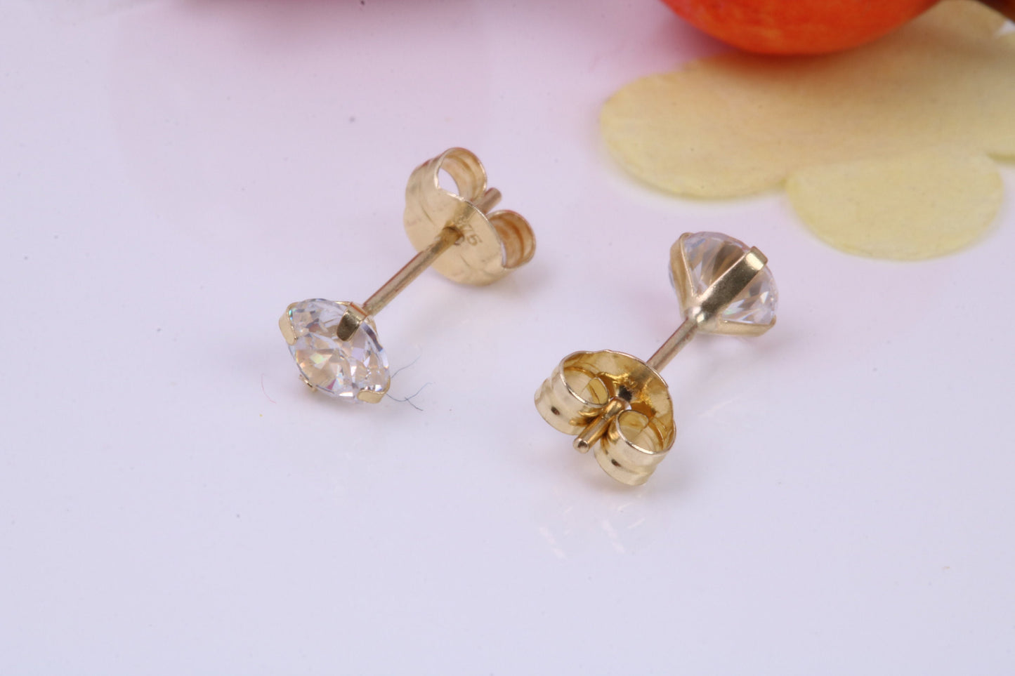 April Diamond Cubic Zirconia set Birthstone Stud Earrings, Made from Solid 9ct Yellow Gold, Choice of Two Sizes