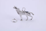Howling Wolf Charm, Traditional Charm, Made from Solid 925 Grade Sterling Silver, Complete with Attachment Link