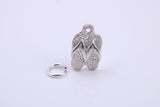 Flip Flops Charm, Traditional Charm, Made from Solid 925 Grade Sterling Silver, Complete with Attachment Link