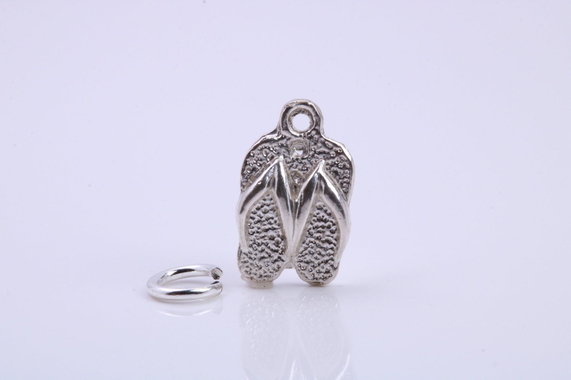 Flip Flops Charm, Traditional Charm, Made from Solid 925 Grade Sterling Silver, Complete with Attachment Link