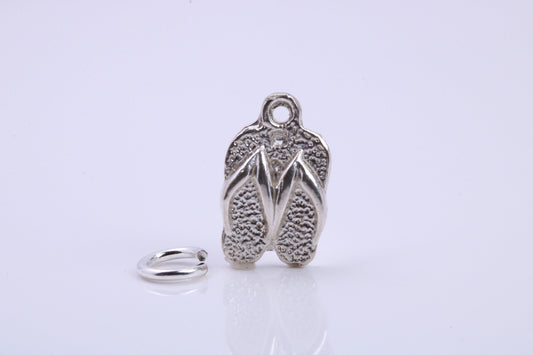 Flip Flops Charm, Traditional Charm, Made from Solid 925 Grade Sterling Silver, Complete with Attachment Link