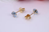 December Blue Zircon Cubic Zirconia set Birthstone Stud Earrings, Made from Solid 9ct Yellow Gold, Choice of Two Sizes