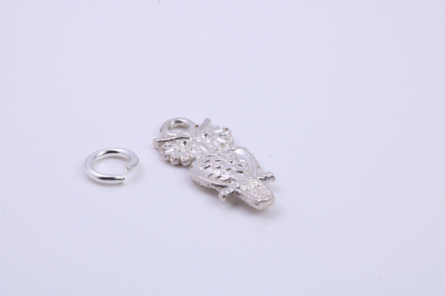 Owl Charm, Traditional Charm, Made from Solid 925 Grade Sterling Silver, Complete with Attachment Link