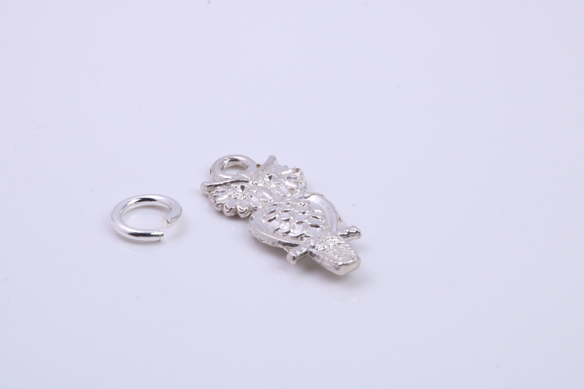Owl Charm, Traditional Charm, Made from Solid 925 Grade Sterling Silver, Complete with Attachment Link