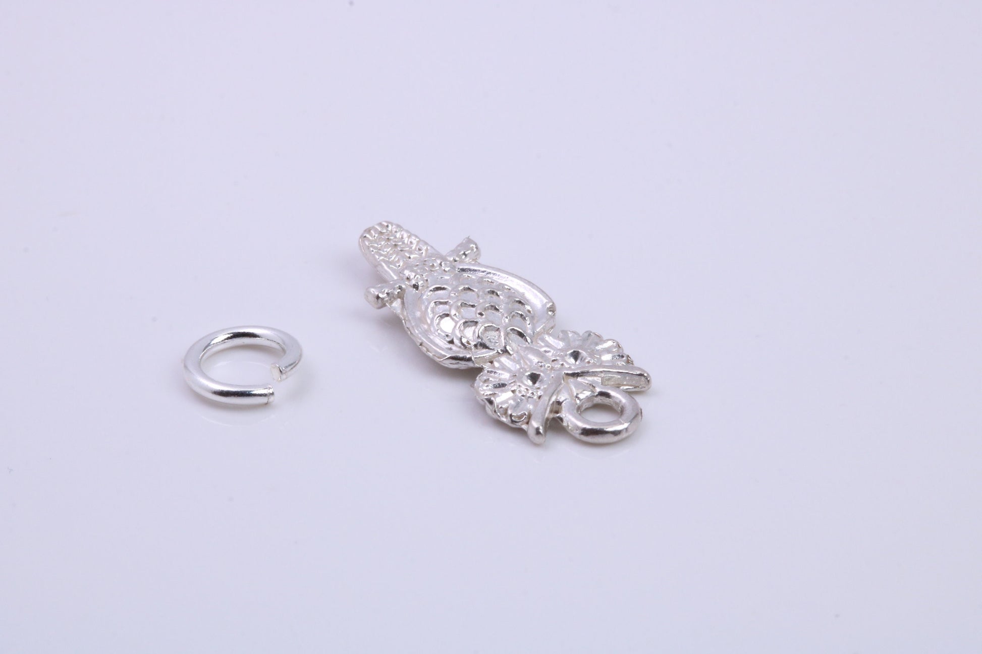 Owl Charm, Traditional Charm, Made from Solid 925 Grade Sterling Silver, Complete with Attachment Link