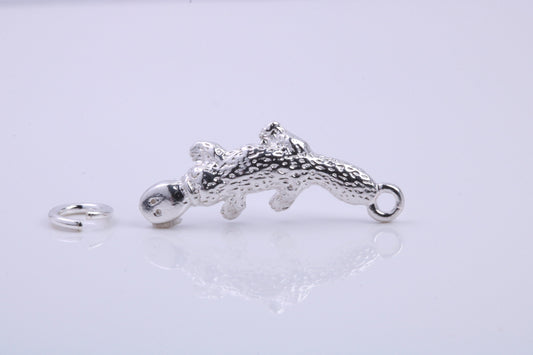 Platypus Charm, Traditional Charm, Made from Solid 925 Grade Sterling Silver, Complete with Attachment Link