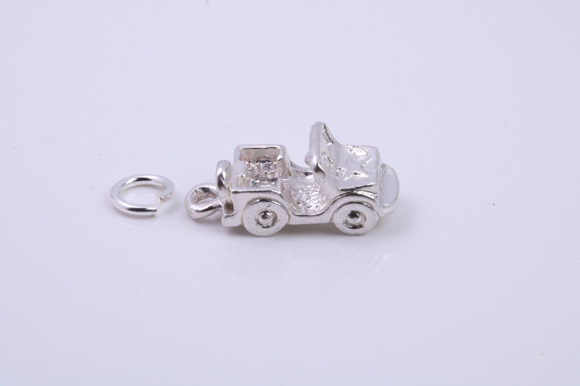 Car Charm, Traditional Charm, Made from Solid 925 Grade Sterling Silver, Complete with Attachment Link