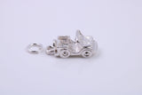 Car Charm, Traditional Charm, Made from Solid 925 Grade Sterling Silver, Complete with Attachment Link