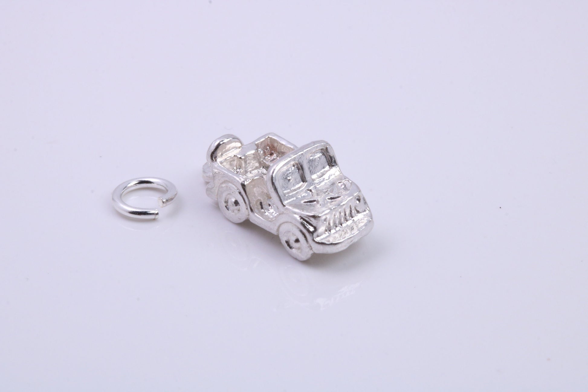 Car Charm, Traditional Charm, Made from Solid 925 Grade Sterling Silver, Complete with Attachment Link