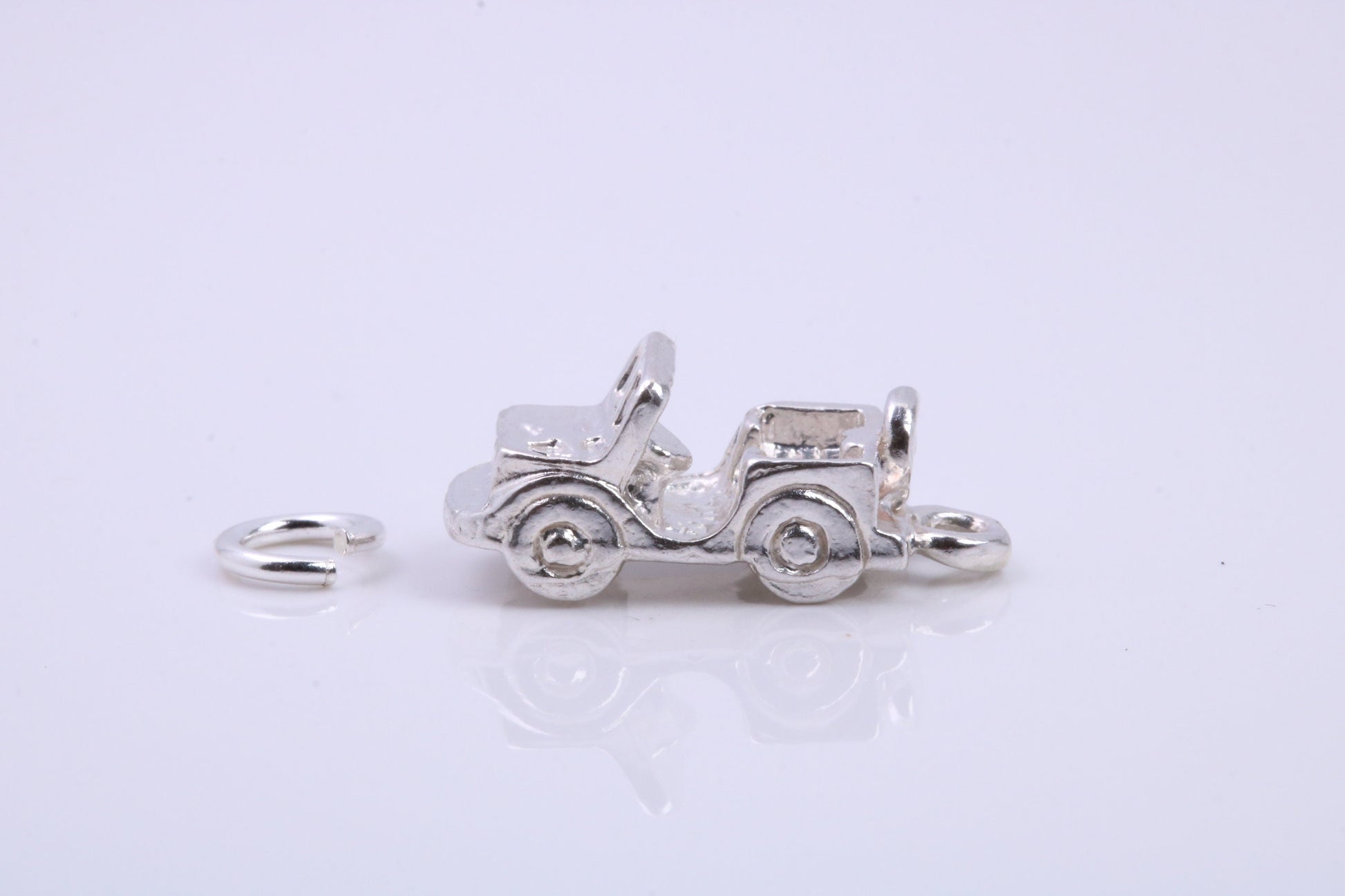 Car Charm, Traditional Charm, Made from Solid 925 Grade Sterling Silver, Complete with Attachment Link