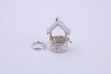 Wishing Well Charm, Traditional Charm, Made from Solid 925 Grade Sterling Silver, Complete with Attachment Link