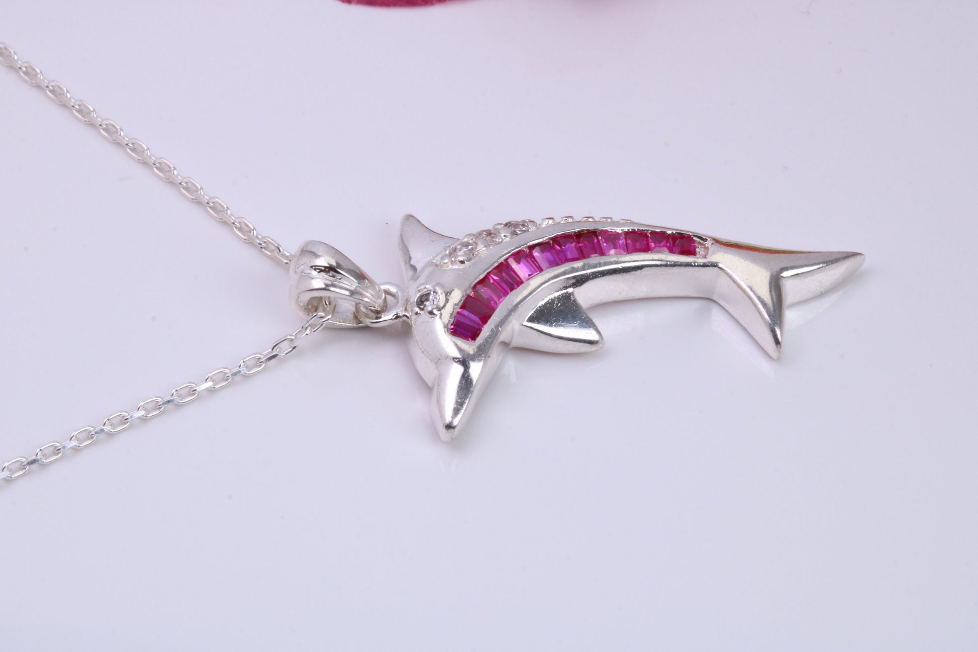 Dolphin Cubic Zirconia set Necklace, Made from Solid Sterling Silver