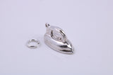 Iron Charm, Made from Solid Cast Silver, Complete with Attachment Link