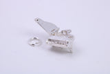 Grand Piano Charm, Traditional Charm, Made from Solid 925 Grade Sterling Silver, Complete with Attachment Link