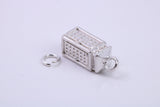 Telephone Booth Charm, Traditional Charm, Made from Solid 925 Grade Sterling Silver, Complete with Attachment Link