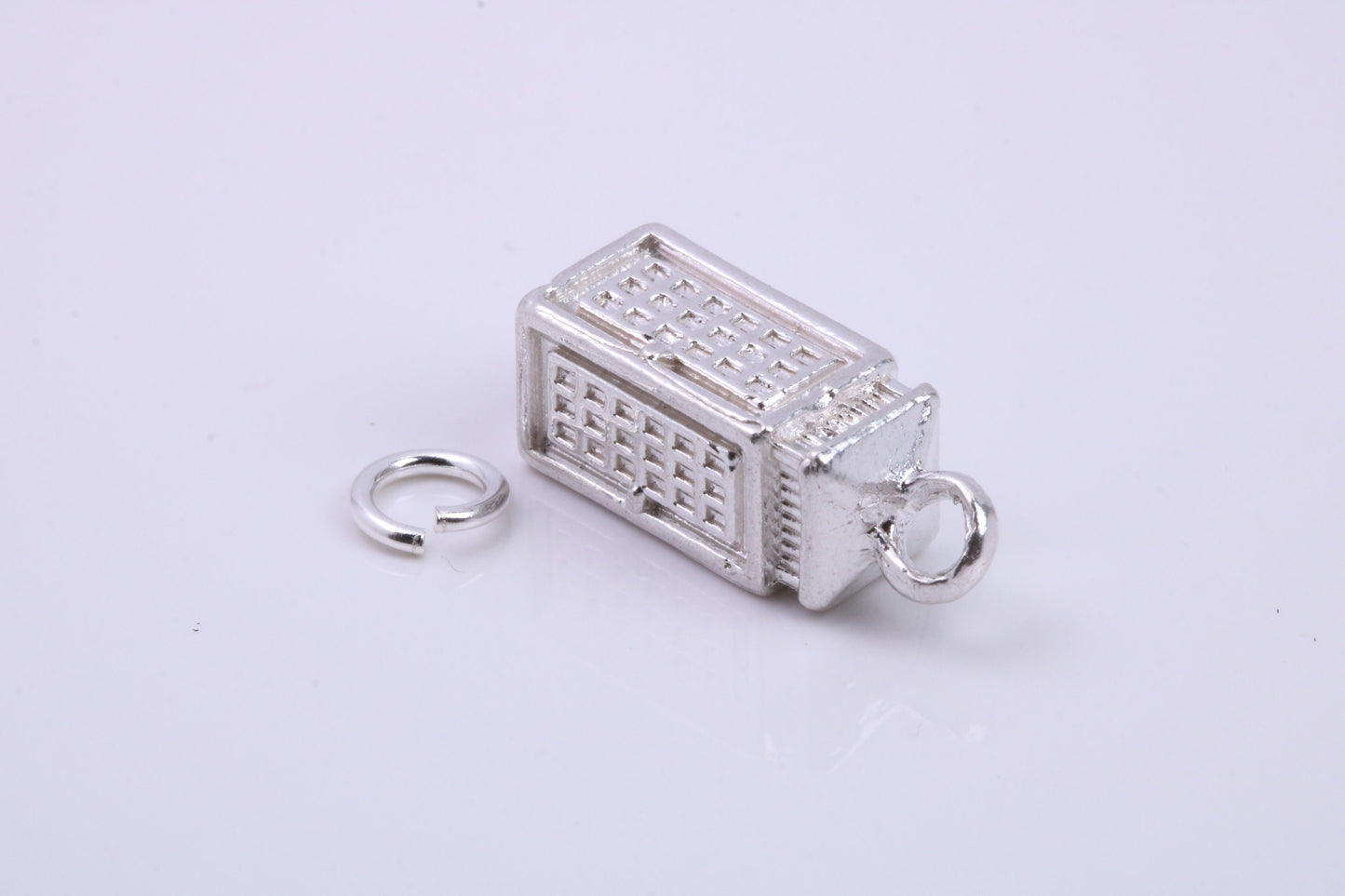 Telephone Booth Charm, Traditional Charm, Made from Solid 925 Grade Sterling Silver, Complete with Attachment Link
