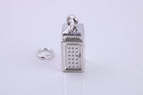 Telephone Booth Charm, Traditional Charm, Made from Solid 925 Grade Sterling Silver, Complete with Attachment Link