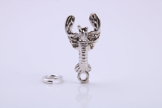 Lobster Charm, Traditional Charm, Made from Solid 925 Grade Sterling Silver, Complete with Attachment Link