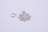 Spider in Web Charm, Made from Solid Cast Silver, Complete with Attachment Link