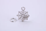 Spider in Web Charm, Made from Solid Cast Silver, Complete with Attachment Link