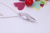 Large Square cut Cubic Zirconia set Necklace, Made from Solid Sterling Silver, Very Dressy