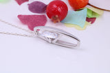 Large Square cut Cubic Zirconia set Necklace, Made from Solid Sterling Silver, Very Dressy
