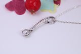 Large Round cut Cubic Zirconia set Necklace, Made from Solid Sterling Silver, Very Dressy