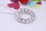 Large Round cut Cubic Zirconia set Necklace, Made from Solid Sterling Silver, Very Dressy