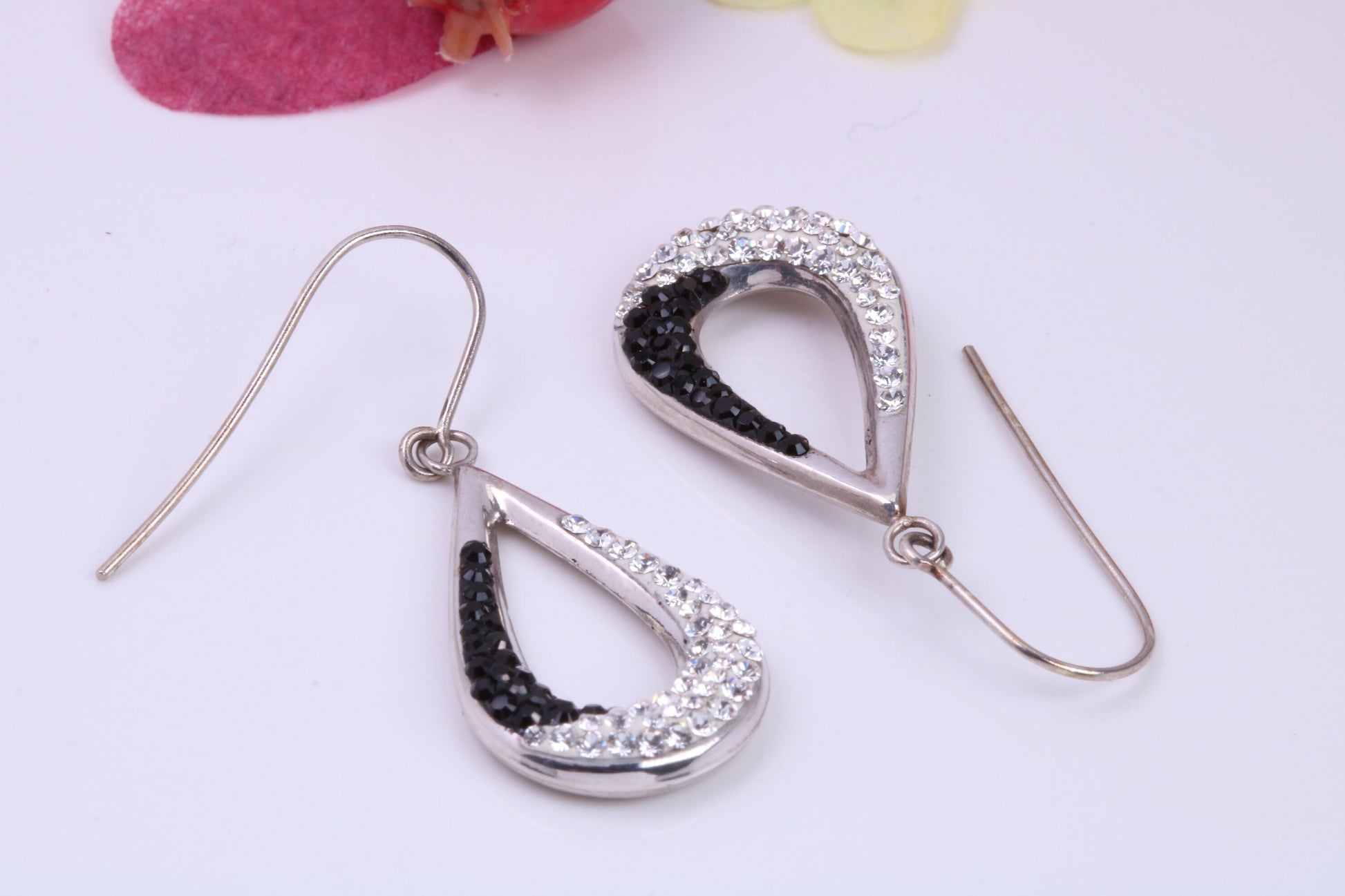 Dropper Earrings Cubic Zirconia set, Two Tone Finish, Made from solid Sterling Silver