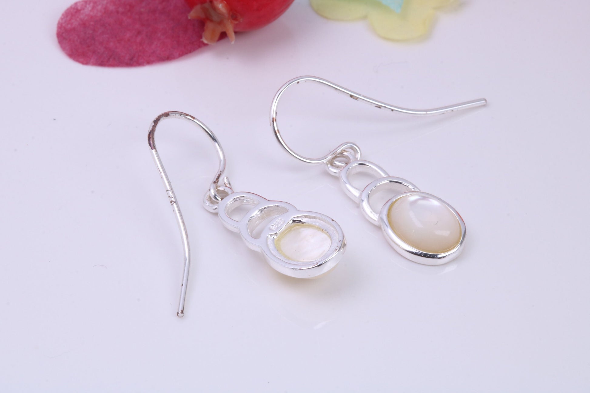 Mother of Pearl set Dropper Earrings, Made from solid Sterling Silver